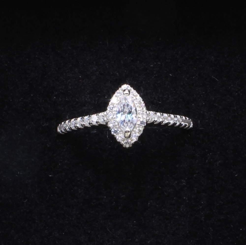 925 Silver Marquise Cut Cubic Zirconia Engagement Ring